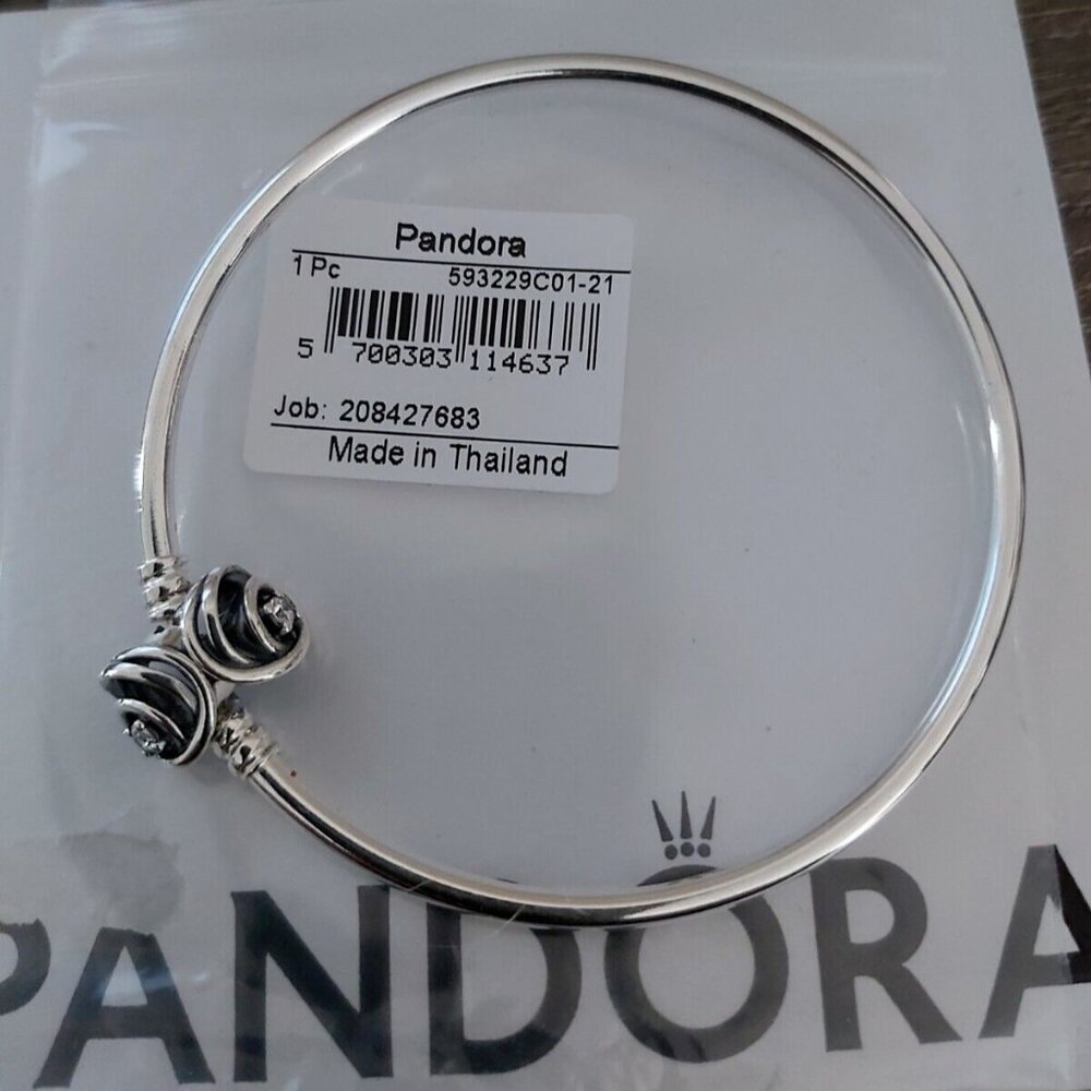 Pandora Moments Limited Edt Sterling Silver Encircled Clasp Bangle 593229C01-21